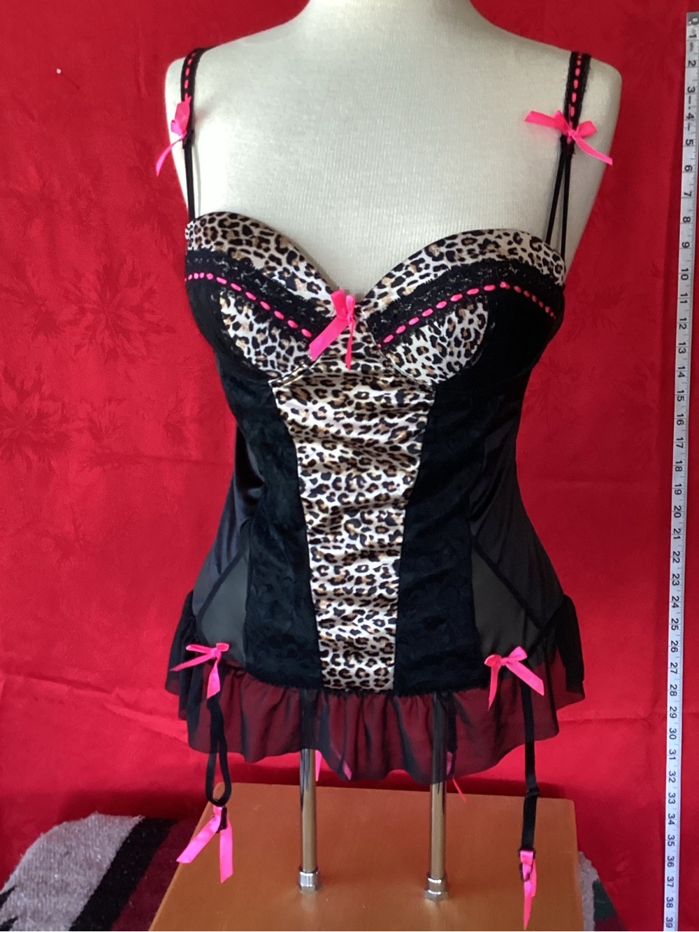 Native intimates Teddy corset lace cheetah size 38C